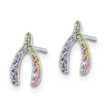 Sterlingsilber Rhodiniert Regenbogen Kristall Gabelbein Ohrstecker