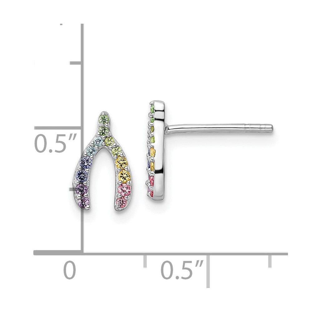 Sterlingsilber Rhodiniert Regenbogen Kristall Gabelbein Ohrstecker
