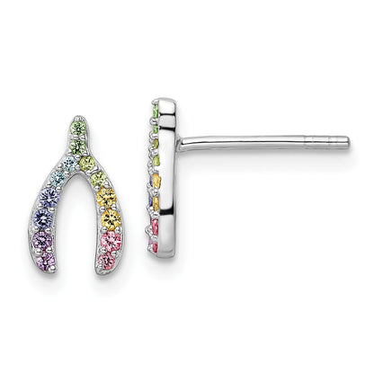 Sterlingsilber Rhodiniert Regenbogen Kristall Gabelbein Ohrstecker