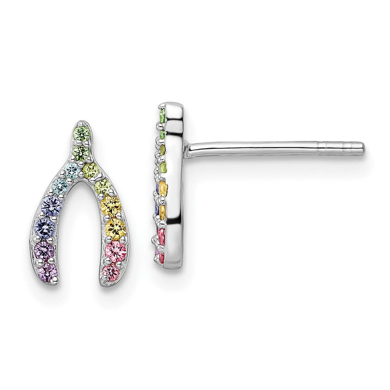 Sterlingsilber Rhodiniert Regenbogen Kristall Gabelbein Ohrstecker