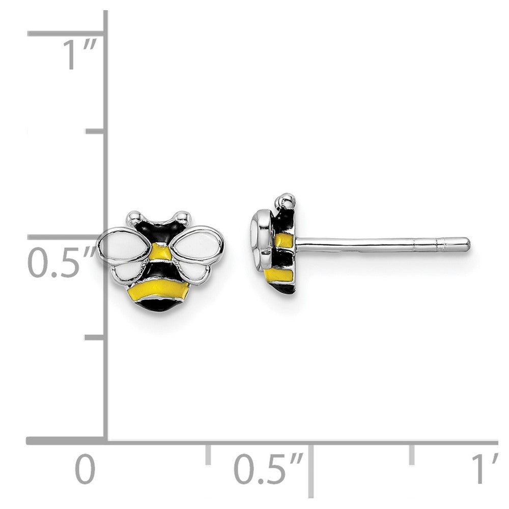 Sterlingsilber Rhodiniert Emaille Bumblebee Kinder Ohrstecker