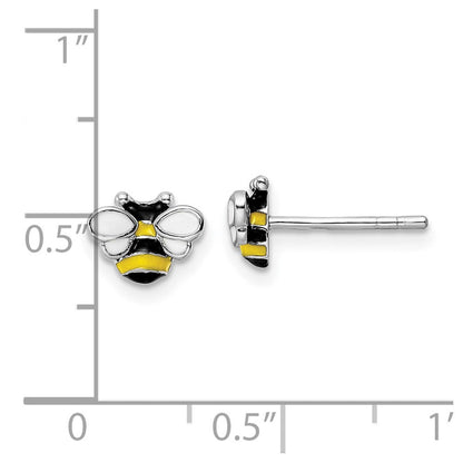 Sterlingsilber Rhodiniert Emaille Bumblebee Kinder Ohrstecker