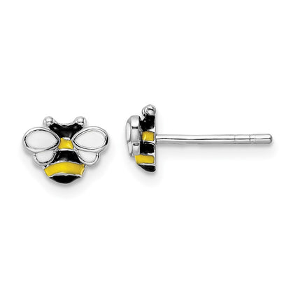 Sterlingsilber Rhodiniert Emaille Bumblebee Kinder Ohrstecker