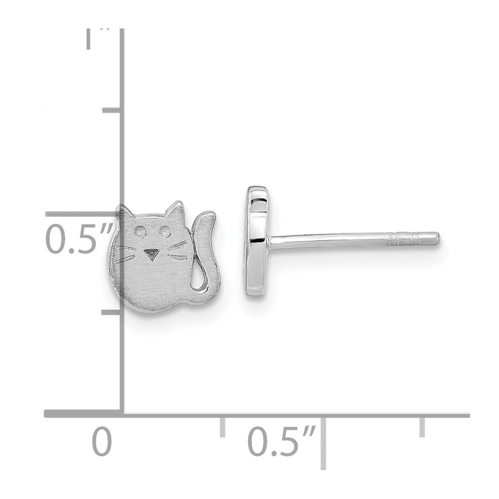 Sterlingsilber Rhodiniert Satiniert Katze Kinder Ohrstecker