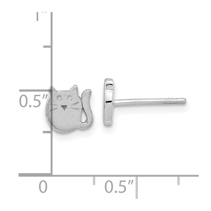 Sterlingsilber Rhodiniert Satiniert Katze Kinder Ohrstecker