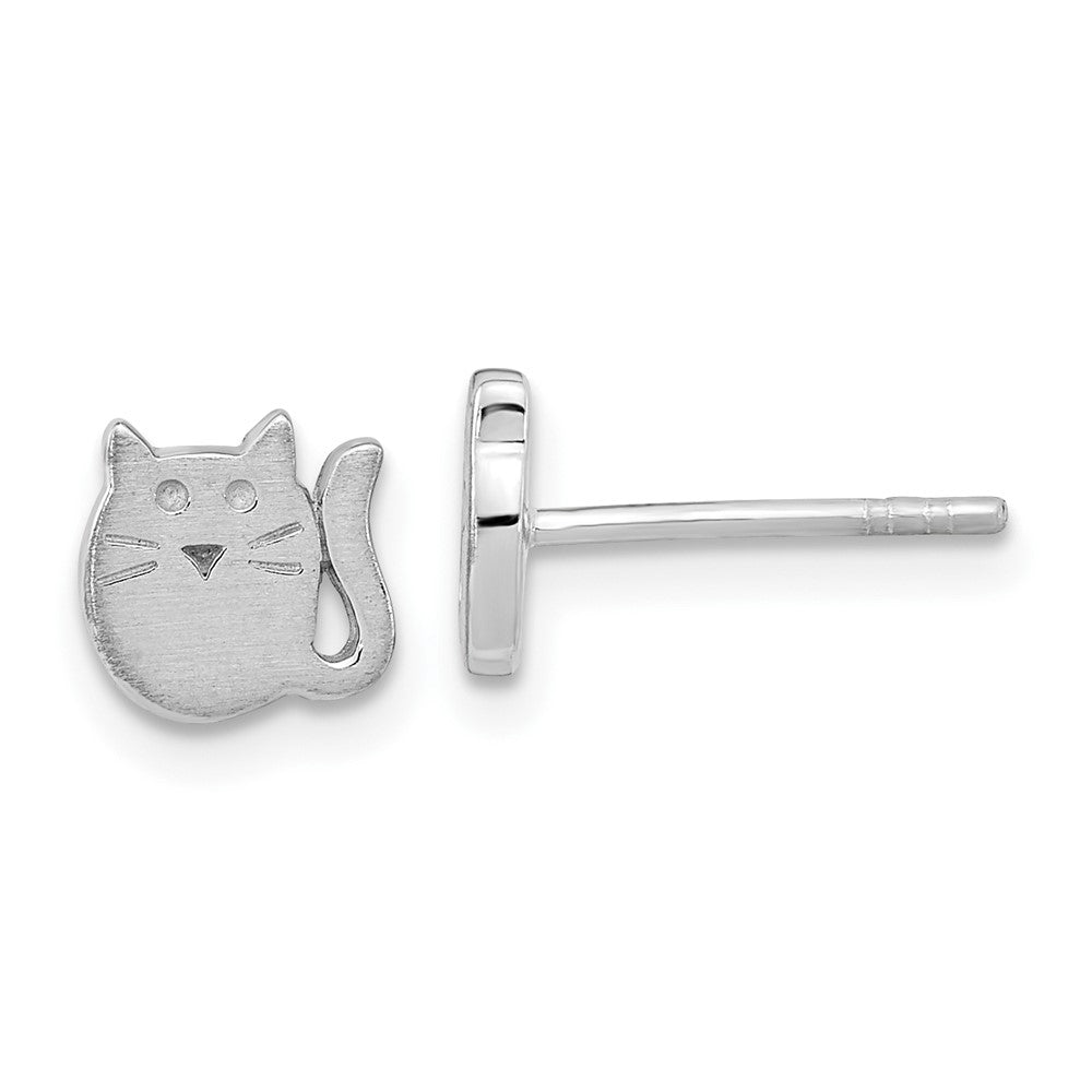 Sterlingsilber Rhodiniert Satiniert Katze Kinder Ohrstecker