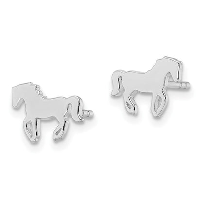Sterlingsilber Rhodiniert Poliert Pferd Kinder Ohrstecker