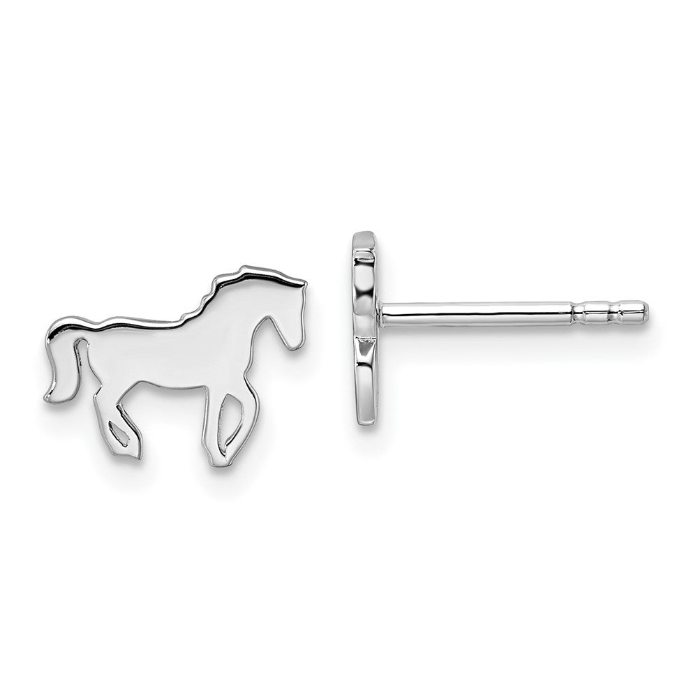 Sterlingsilber Rhodiniert Poliert Pferd Kinder Ohrstecker