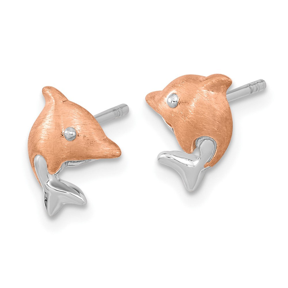 Ss/roségoldbeschichtet Sterlingsilber Rhodiniert & Rose Vergoldet Delfin Ohrstecker