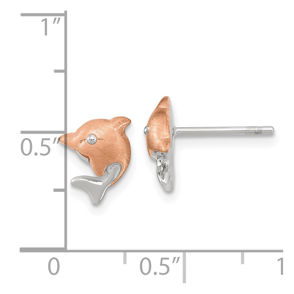 Ss/roségoldbeschichtet Sterlingsilber Rhodiniert & Rose Vergoldet Delfin Ohrstecker