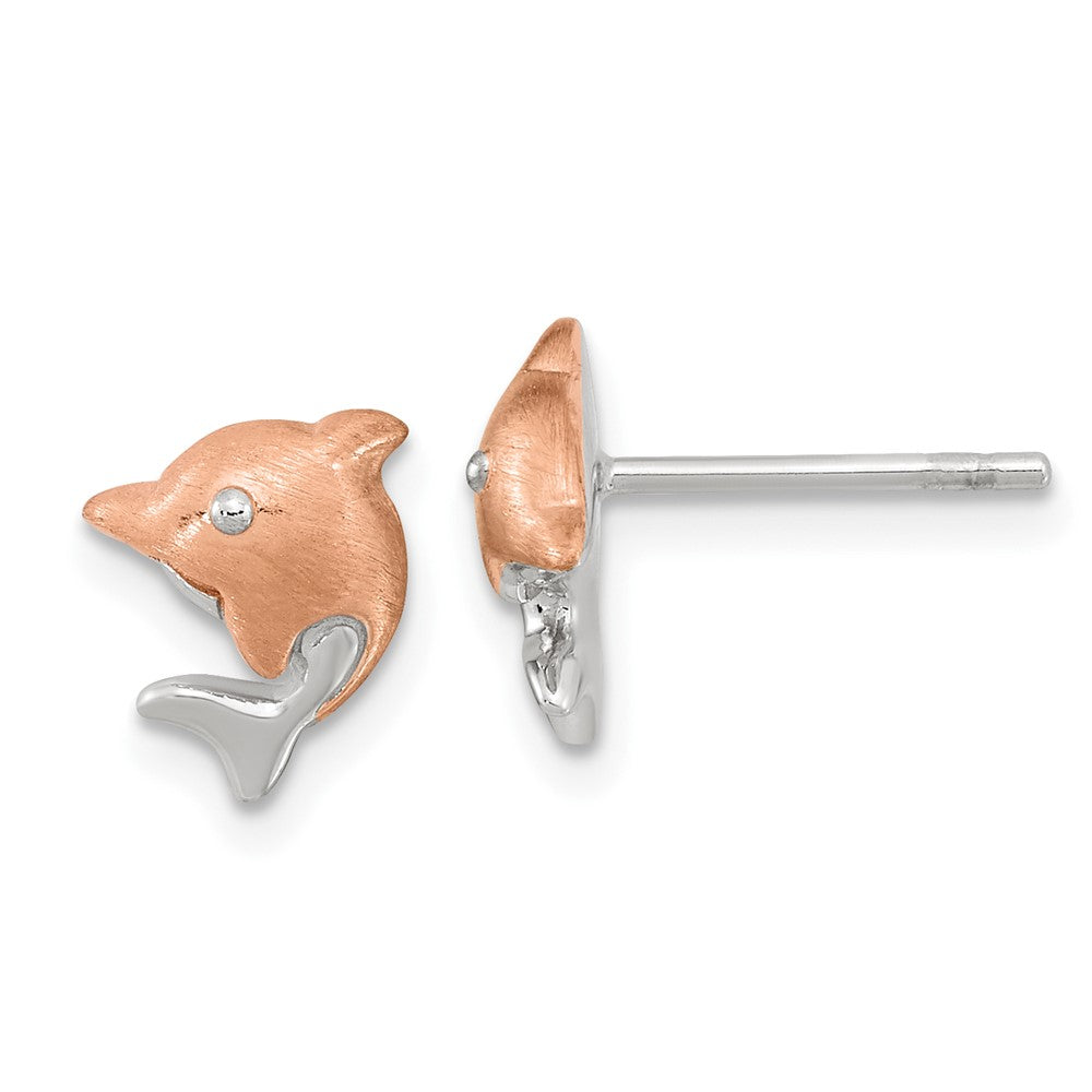 Ss/roségoldbeschichtet Sterlingsilber Rhodiniert & Rose Vergoldet Delfin Ohrstecker