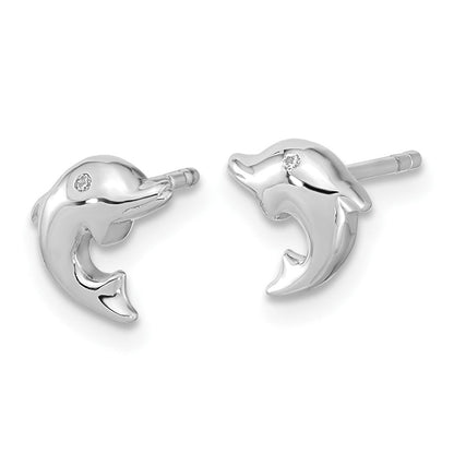 Sterlingsilber Rhodiniert Poliert Zirkonia Delfin Ohrstecker