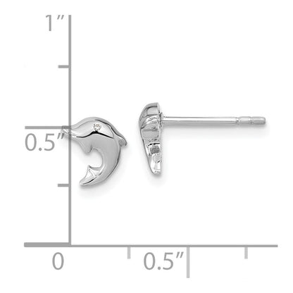 Sterlingsilber Rhodiniert Poliert Zirkonia Delfin Ohrstecker