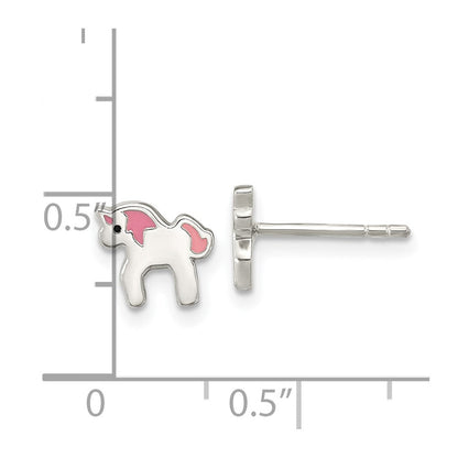 Sterlingsilber Poliert Mehrfarbig Emailliert Einhorn Kinder Ohrstecker