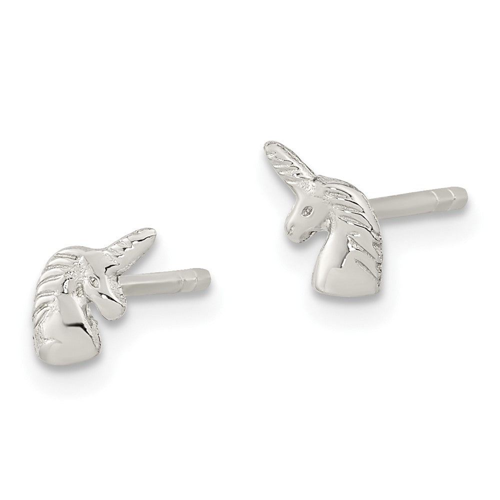 Sterlingsilber Rhodiniert Poliert Einhorn Kopf Ohrstecker