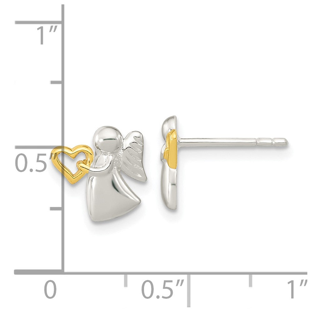 Sterlingsilber Engel Goldfarben Herz Poliert Ohrstecker