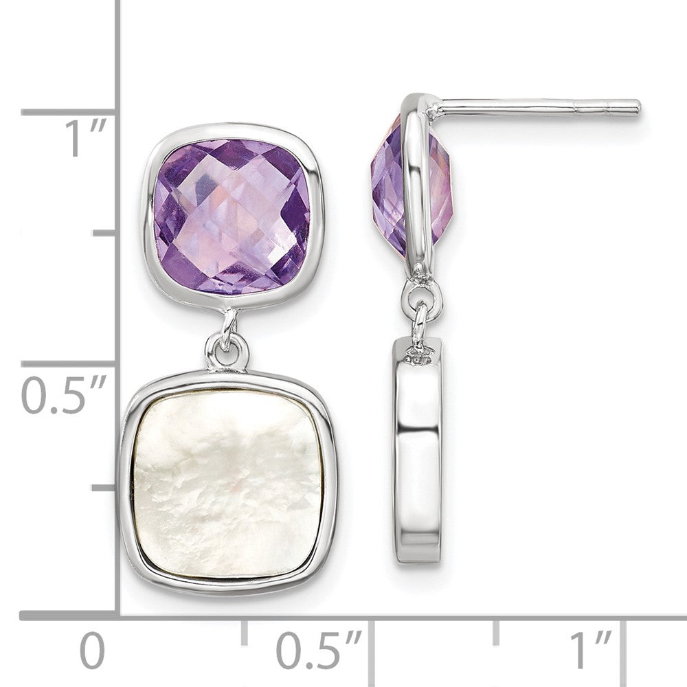 Sterlingsilber Rhodiniert 7.36amethyst/mop Stecker Ohrhänger