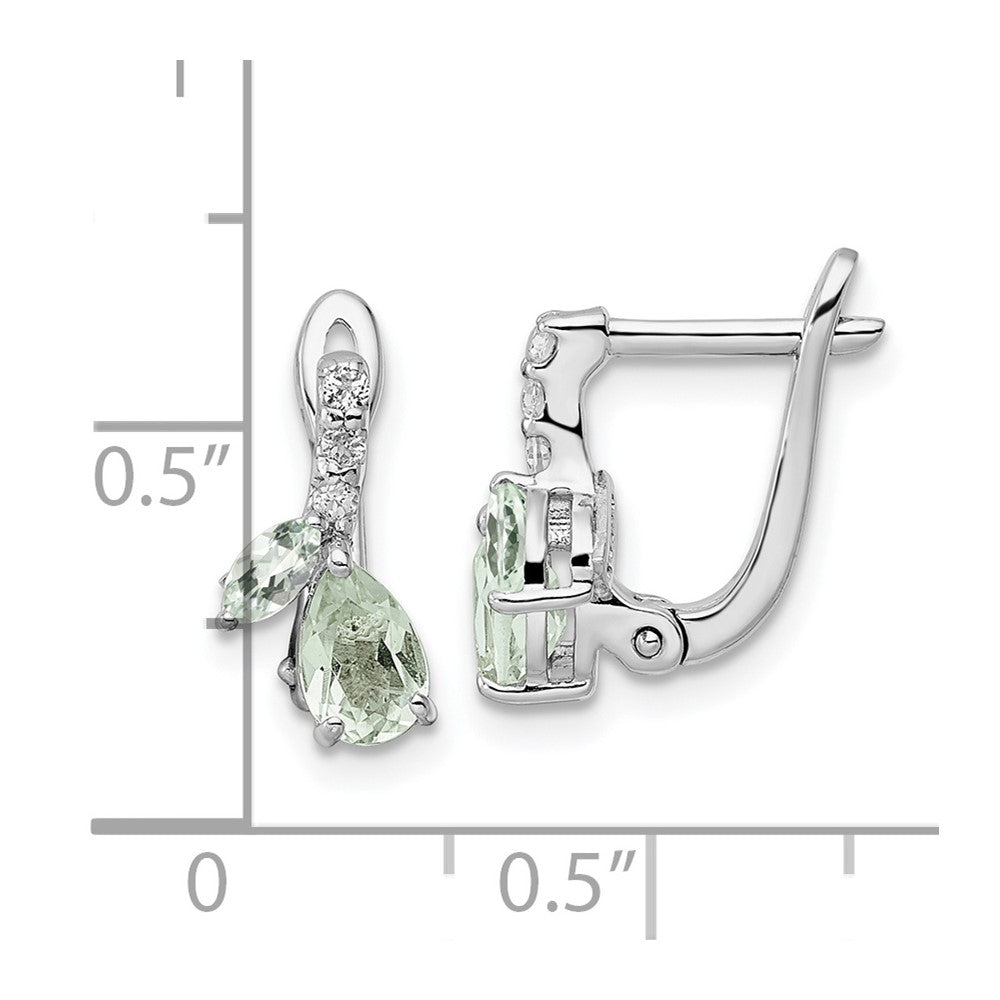 Sterlingsilber Ss Rhodiniert 1.05t.w. Grün Quarz/white Topas Klappbar Ohrringe