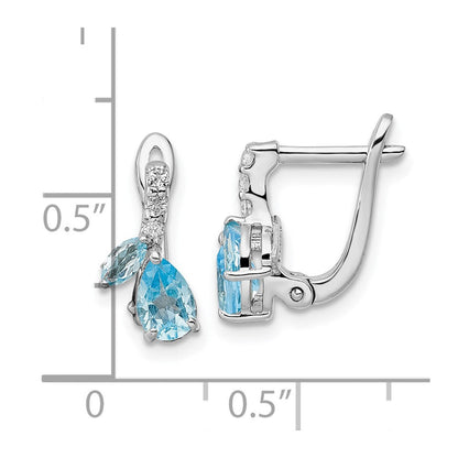 Sterlingsilber Rhodiniert Schweizer Bt/white Topas Klappbar Ohrringe