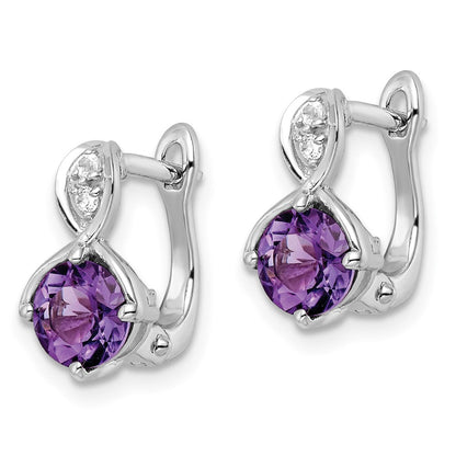 Sterlingsilber Ss Rhodiniert 1.48tw Amethyst/white Topas Klappbar Ohrringe