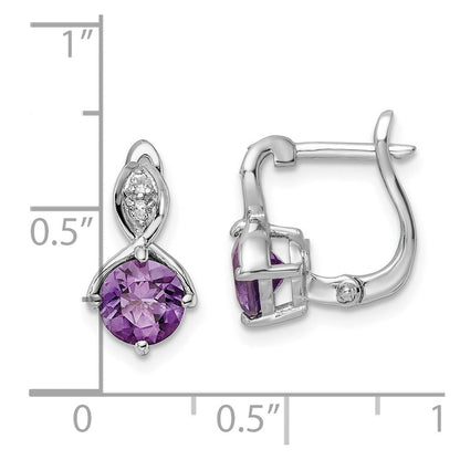 Sterlingsilber Ss Rhodiniert 1.48tw Amethyst/white Topas Klappbar Ohrringe