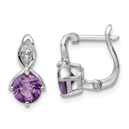 Sterlingsilber Ss Rhodiniert 1.48tw Amethyst/white Topas Klappbar Ohrringe