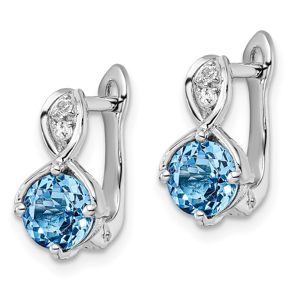 Sterlingsilber Rhodiniert Schweizer Bt/white Topas Klappbar Ohrringe