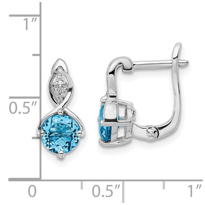 Sterlingsilber Rhodiniert Schweizer Bt/white Topas Klappbar Ohrringe