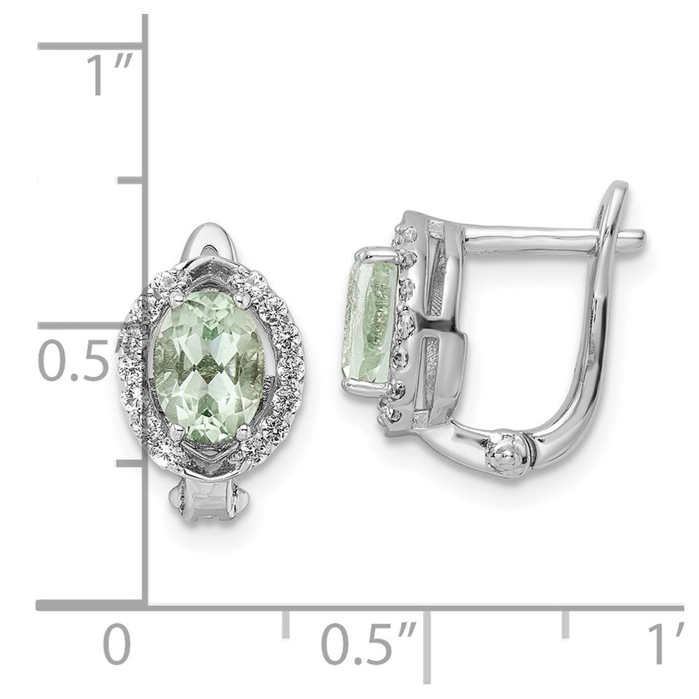 Sterlingsilber Ss Rhodiniert 1.74t.w. Grün Quarz/wt Oval Klappbar Ohrringe