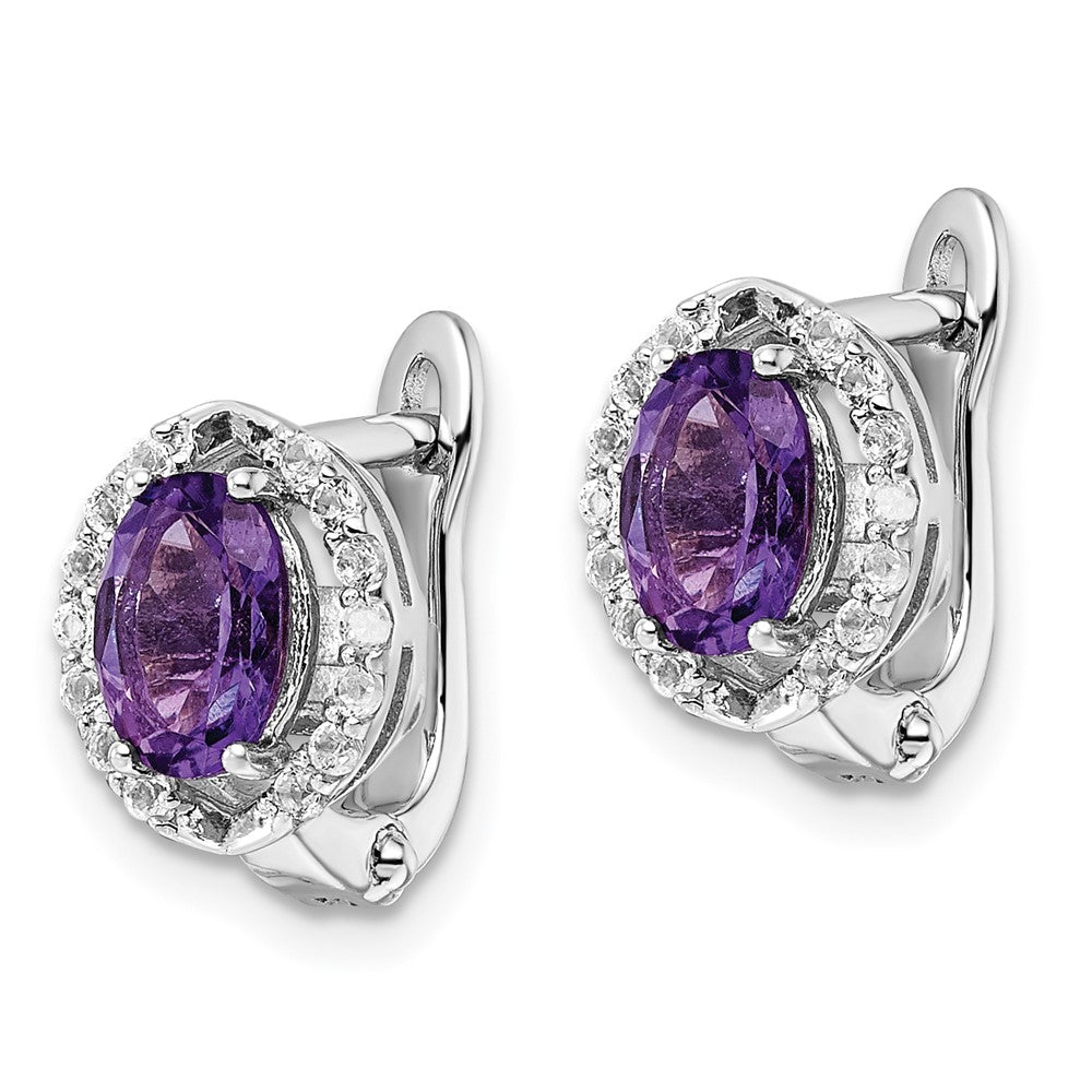 Sterlingsilber Ss Rhodiniert 2.02amethyst/whitetopaz Oval Klappbar Ohrringe