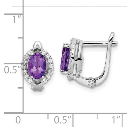 Sterlingsilber Ss Rhodiniert 2.02amethyst/whitetopaz Oval Klappbar Ohrringe