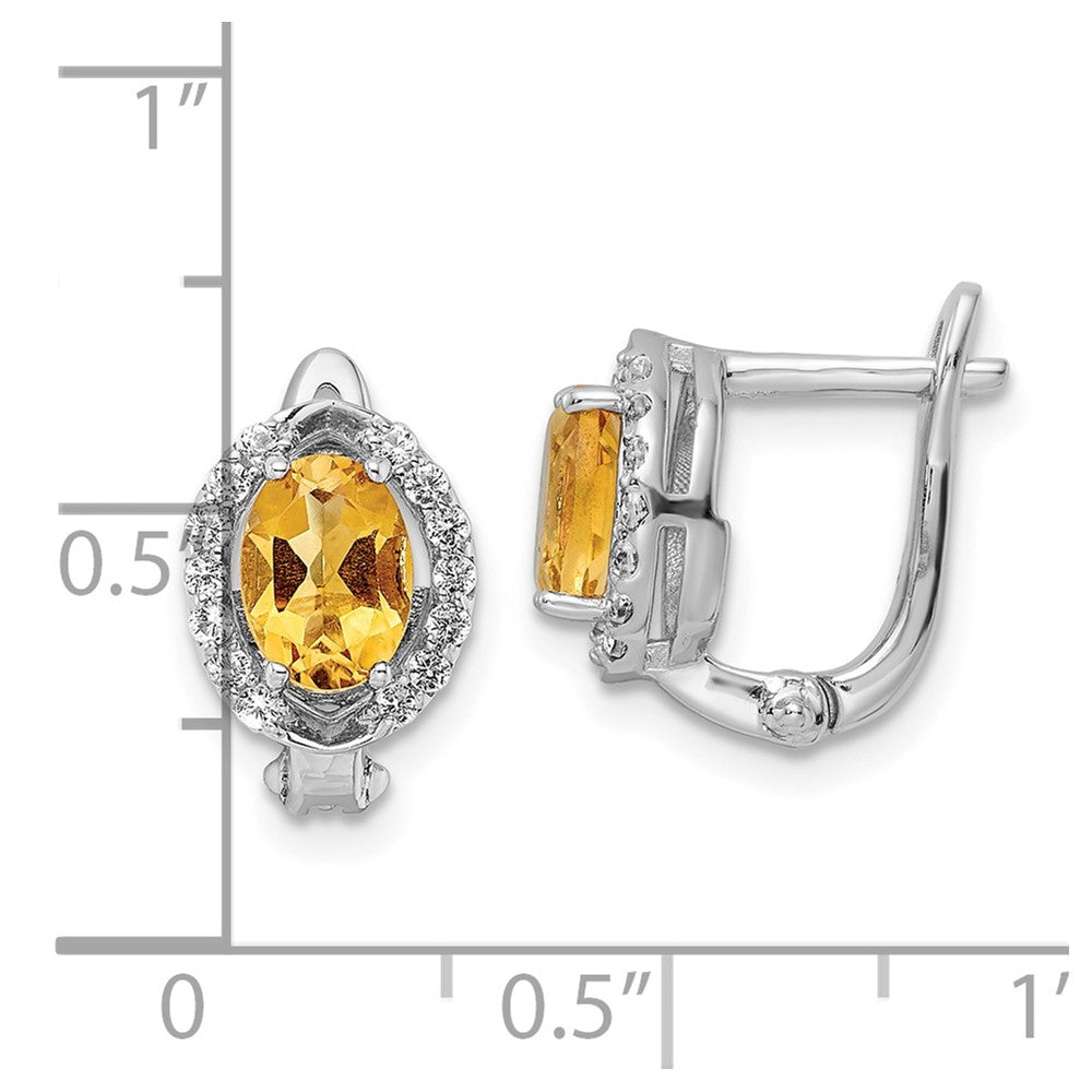 Sterlingsilber Ss Rhodiniert 2.02t.w. Citrin/white Topas Oval Klappbar Ohrringe