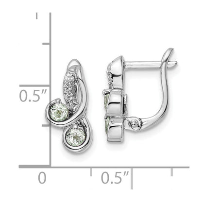 Sterlingsilber Ss Rhod-plate.52t.w. Grün Quarz/white Topas Hinge Ohrringe