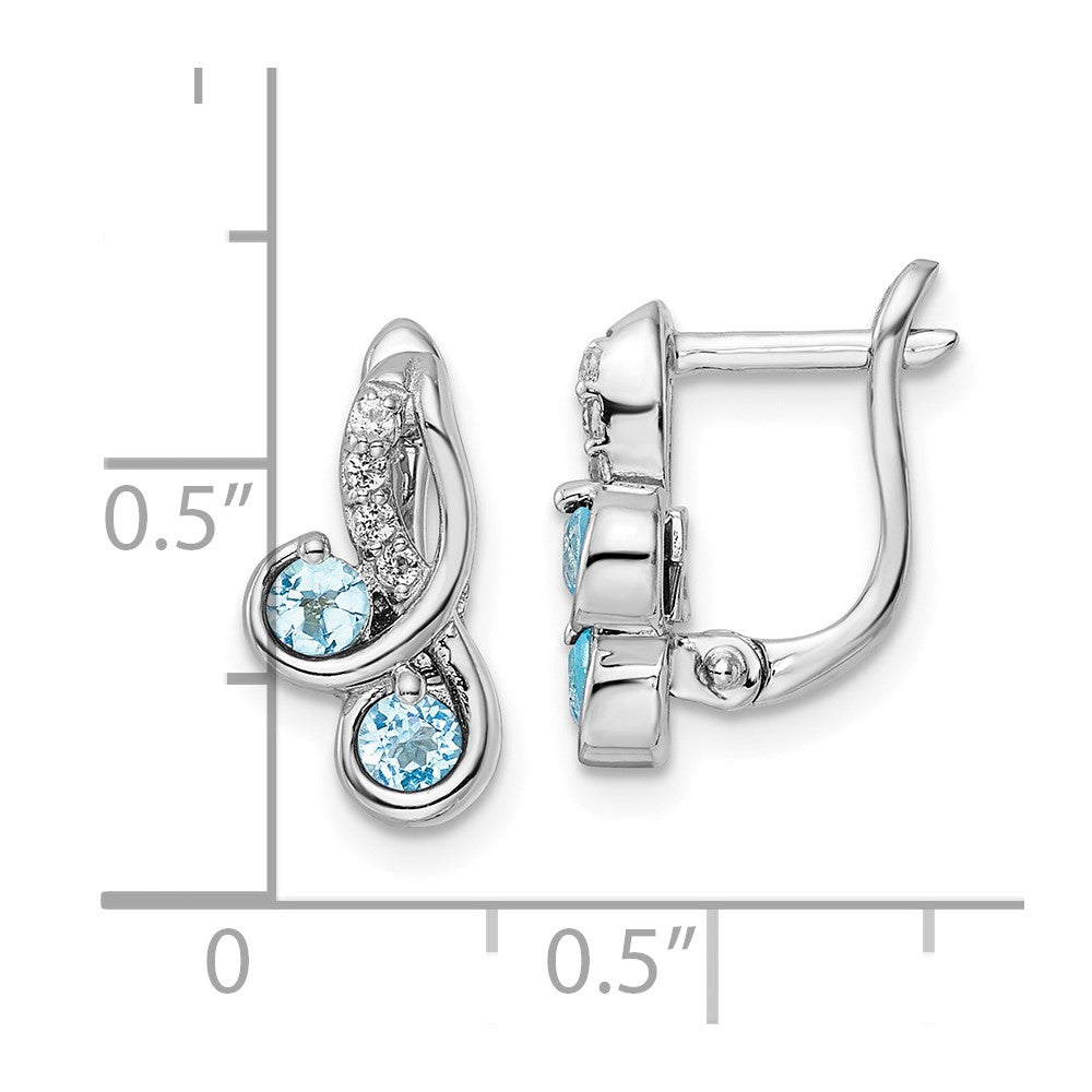 Sterlingsilber Ss Rhodiniert.56t.w. Lsbt/white Topas Wirbel Klappbar Ohrringe
