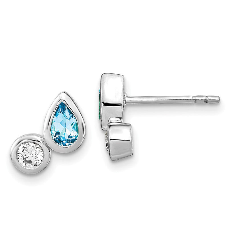 Ss/roségoldbeschichtet Sterlingsilber Rhodium Himmel Blautopas und Zirkonia Ohrstecker