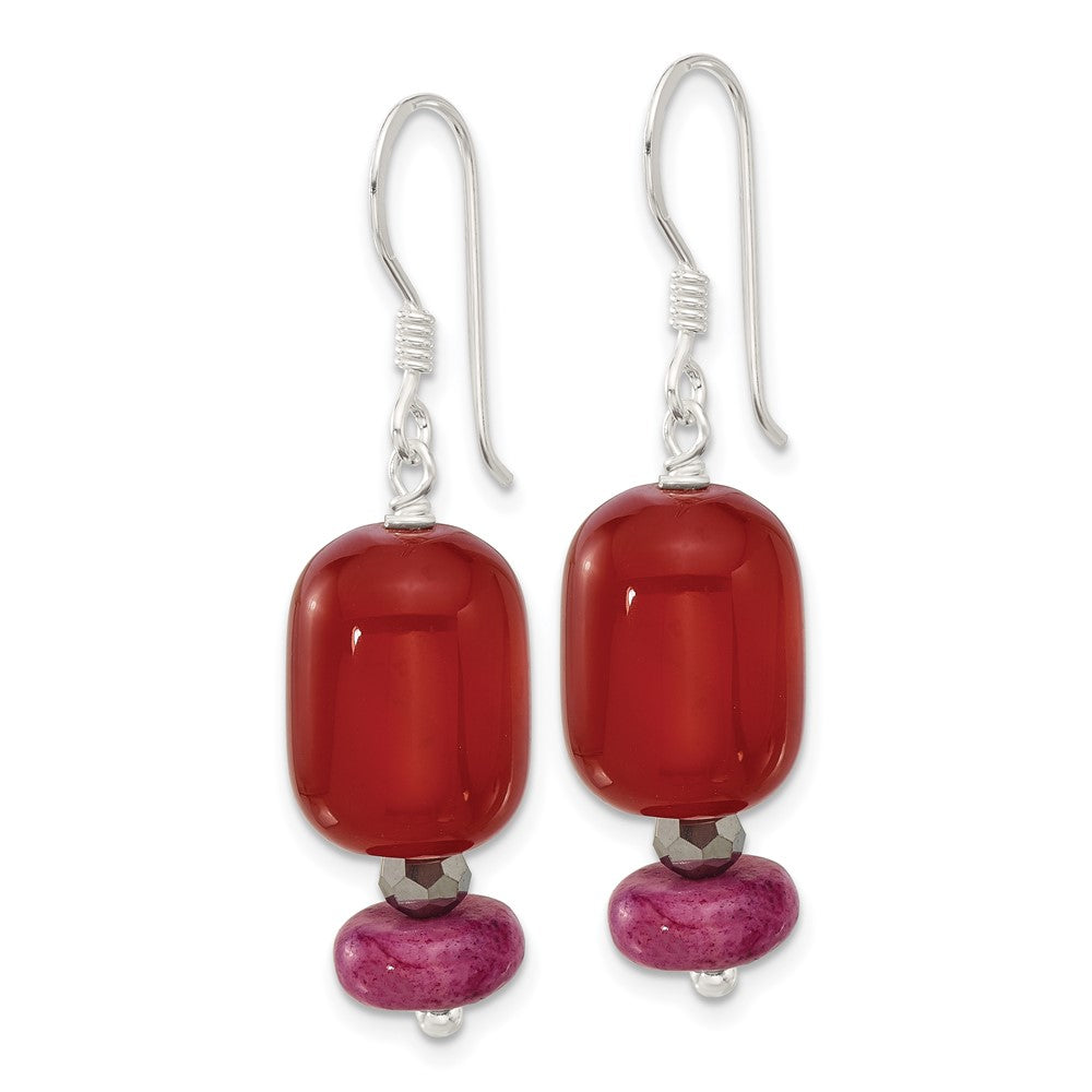 Sterlingsilber Carnelian, Recon Serpentine, Kristall Ohrringe