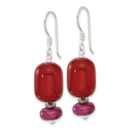 Sterlingsilber Carnelian, Recon Serpentine, Kristall Ohrringe