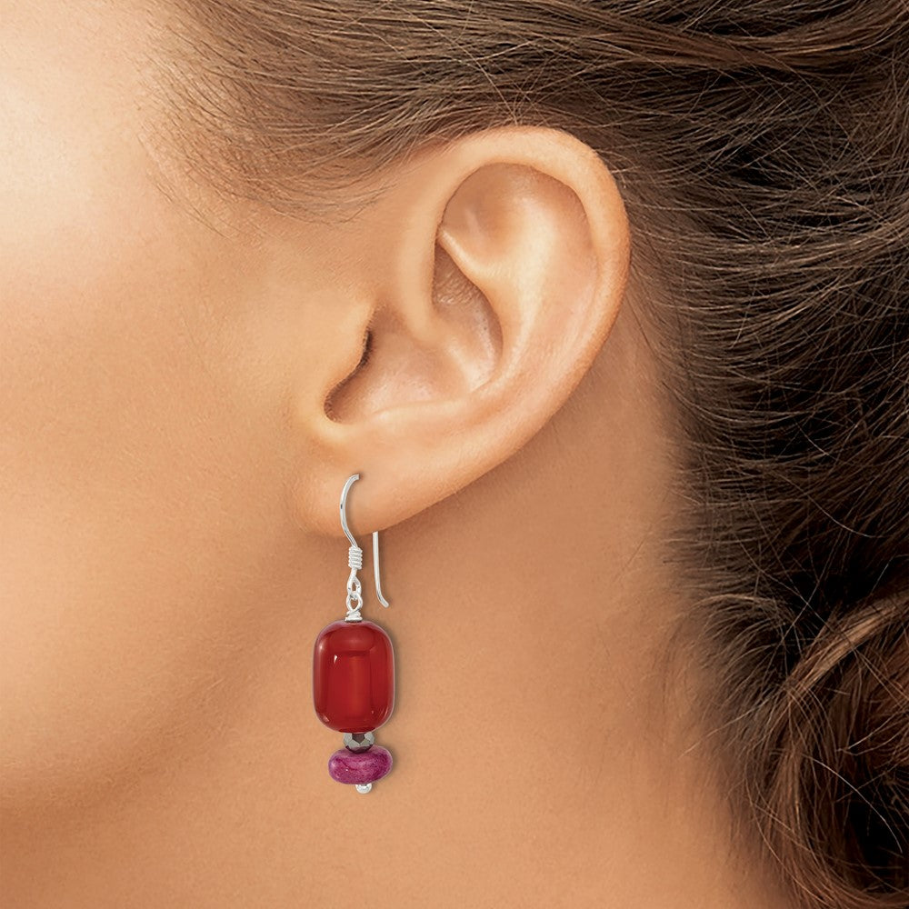 Sterlingsilber Carnelian, Recon Serpentine, Kristall Ohrringe