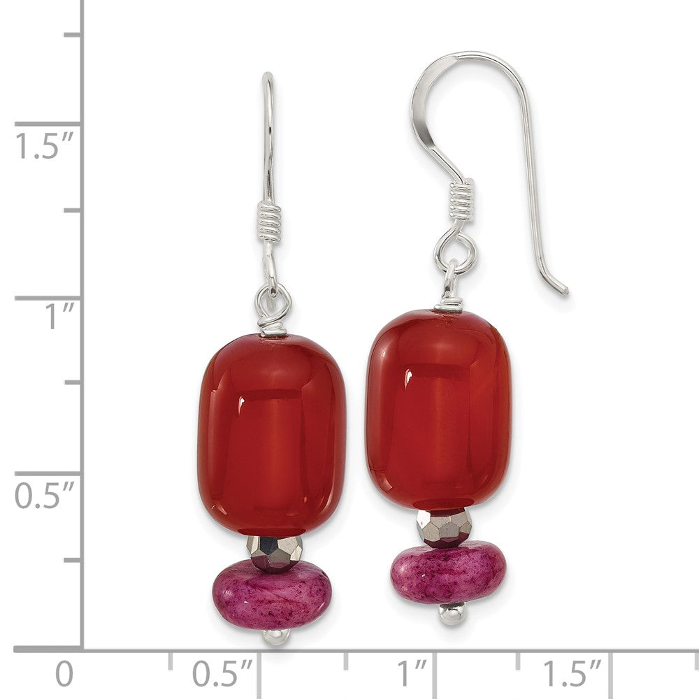Sterlingsilber Carnelian, Recon Serpentine, Kristall Ohrringe