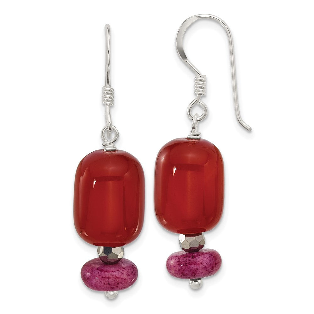 Sterlingsilber Carnelian, Recon Serpentine, Kristall Ohrringe