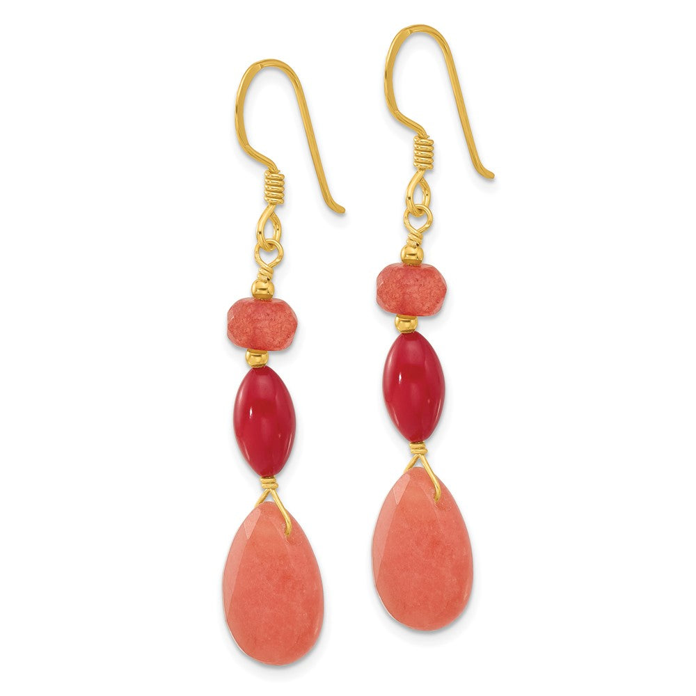 Sterlingsilber Vergoldet Coral und Jade Ohrhänger