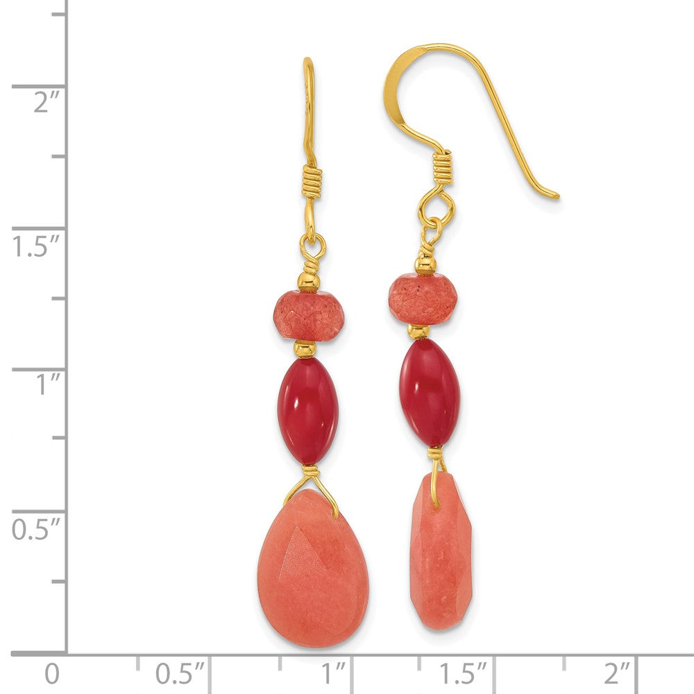 Sterlingsilber Vergoldet Coral und Jade Ohrhänger