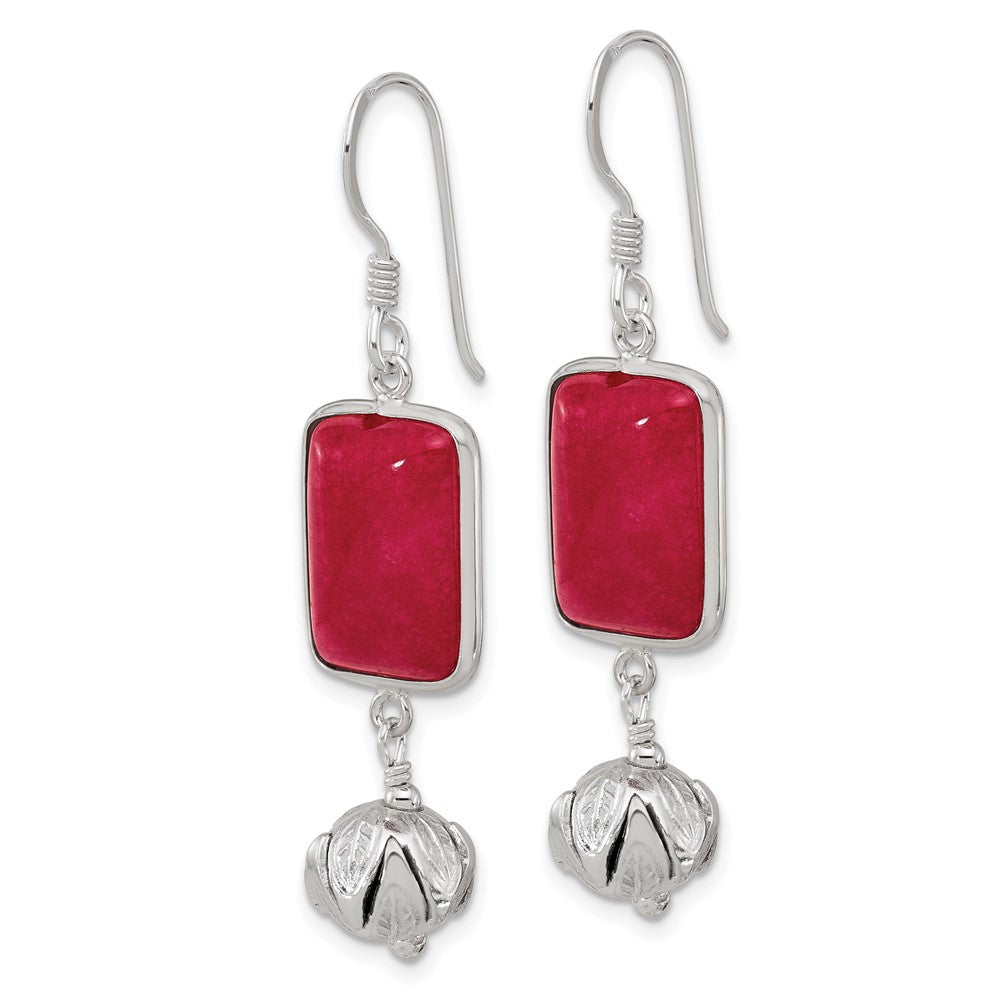 Sterlingsilber Rot Jade Hängend Hirte Haken Ohrringe