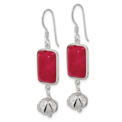 Sterlingsilber Rot Jade Hängend Hirte Haken Ohrringe