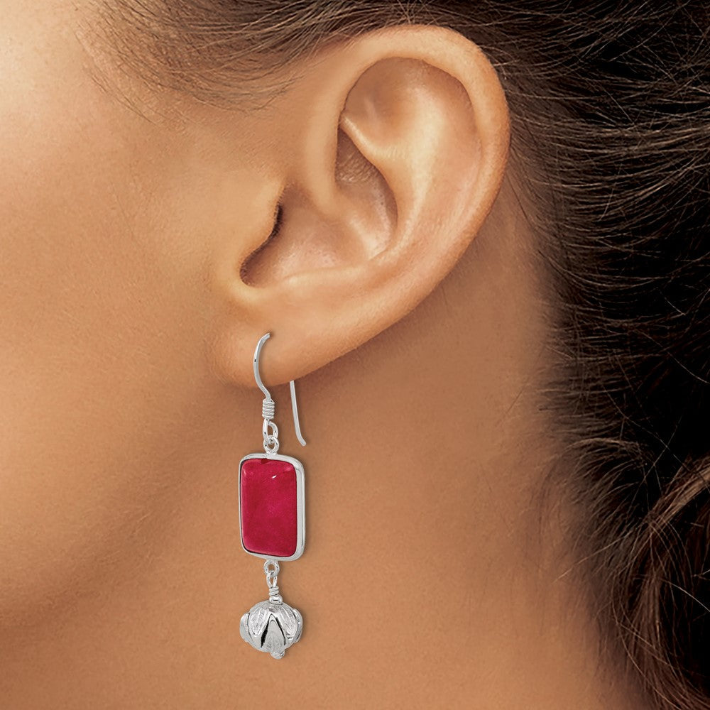 Sterlingsilber Rot Jade Hängend Hirte Haken Ohrringe