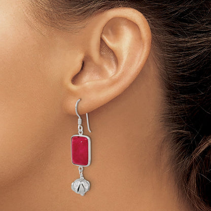 Sterlingsilber Rot Jade Hängend Hirte Haken Ohrringe