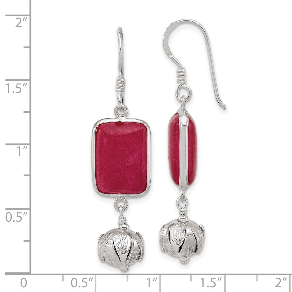 Sterlingsilber Rot Jade Hängend Hirte Haken Ohrringe