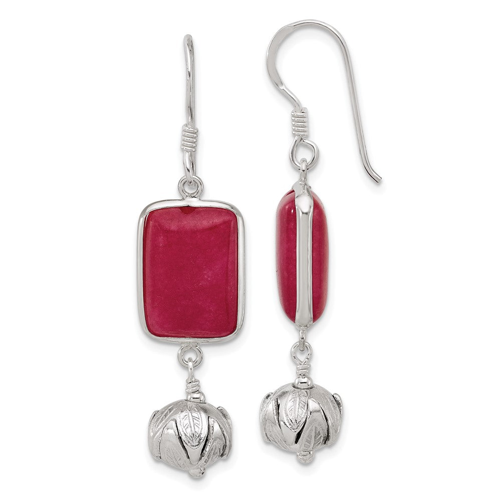 Sterlingsilber Rot Jade Hängend Hirte Haken Ohrringe
