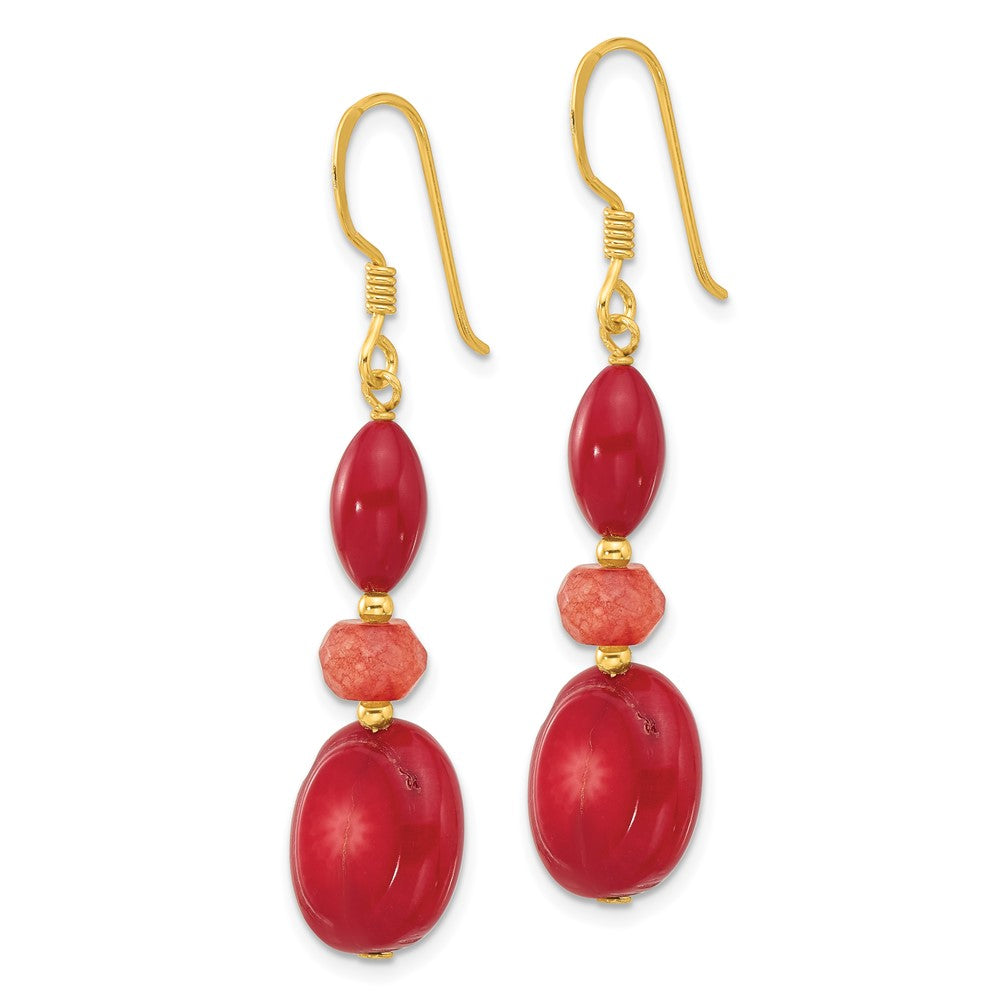 Sterlingsilber Vergoldet Coral/jade Ohrhänger