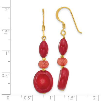Sterlingsilber Vergoldet Coral/jade Ohrhänger